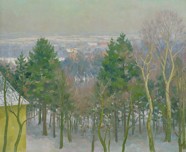 View of Krahenberg at Blankenese (oil on board)