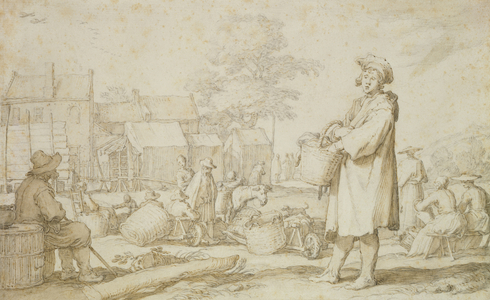 Market Scene (pen and ink on paper)