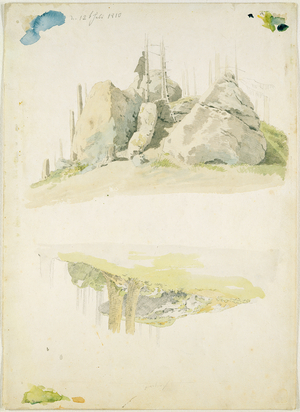 Rock and Tree: Two Studies, 12th July 1810 (watercolour and pencil on paper)