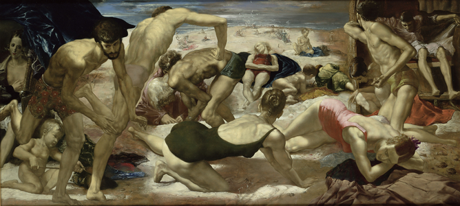 The Beach of Roma Ostia I, 1973 (oil on panel) (recto) (see 152177)