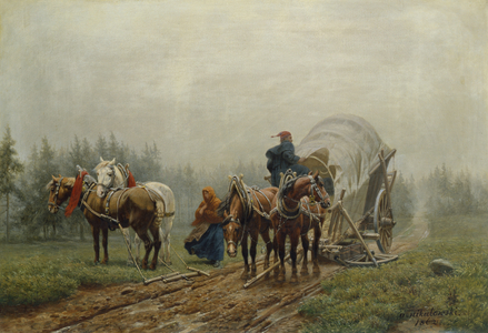 The Broken Freight Wagon, 1862 (oil on canvas)