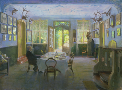 The Hall of the Manor House in Waltershof, 1894 (pastel on paper)