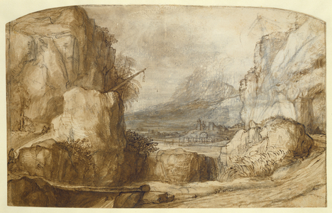 Mountainous Landscape (pen, brown ink, brush and chalk on paper)