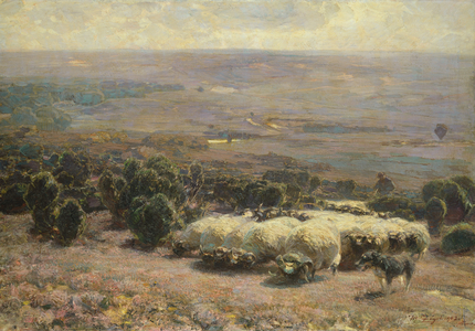 A Herd of Sheep in the Luneburger Heide, 1902 (oil on canvas)