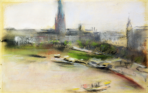 Binnenalster at the Jungfernstieg, 1909 (pastel on paper)