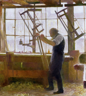 A Carpenter's Workshop (oil on canvas)