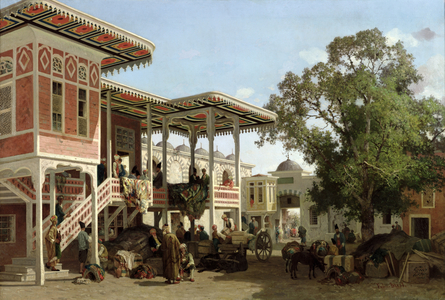 A Caravanserai in Trebizond (oil on canvas)
