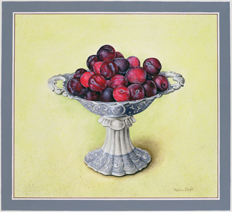 Dessert Bowl with Plums, 1990 (w/c on paper)