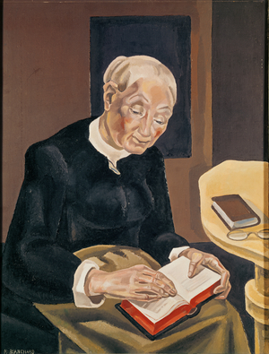 The White-Haired Reader (oil on canvas)