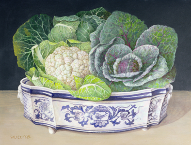 Brassicas in a Large Dish, 1998 (acrylic on board)