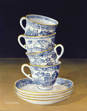 Cups and Saucers, 1998 (acrylic on board)