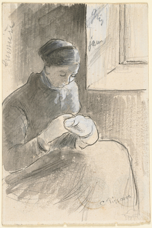 The Mender, c.1881 (pen & black ink, brush and gray wash over graphite heightened with white gouache)