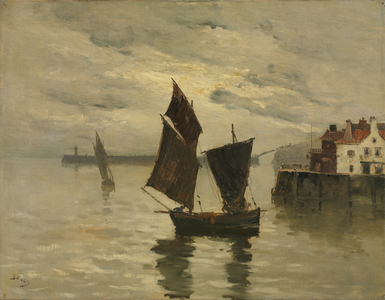 Harbour Scene, undated (oil on canvas)