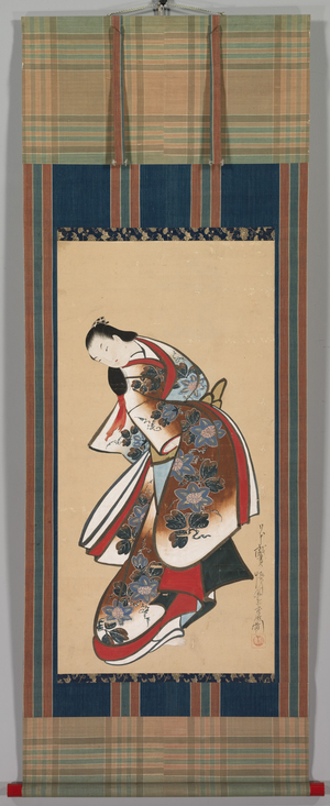 Courtesan, early 1700s (hanging scroll, ink and colour on paper)
