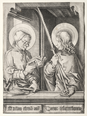 The Twelve Apostles at Gothic Windows:  St. Matthias and St. Judas Thaddaeus,  (engraving)