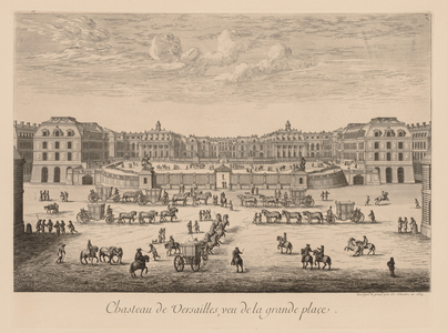 View of the Palace of Versailles, from the main square, 1684 (engraving)