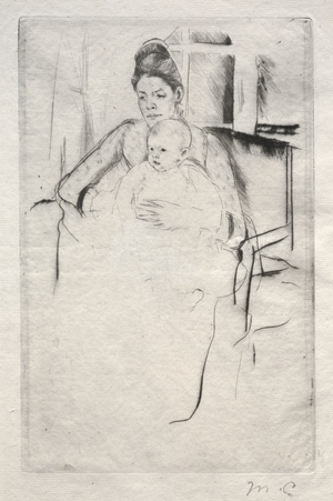 Mrs. Gardner Cassatt and Her Baby Seated near a Window, c. 1887 (drypoint)