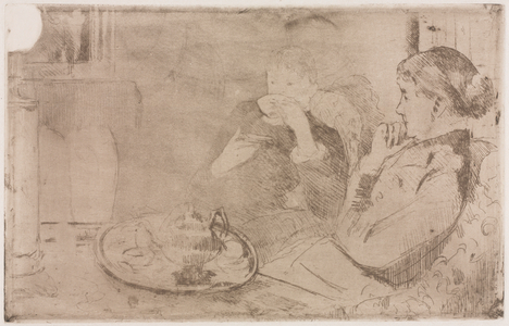 Lydia and her Mother at Tea, c. 1880 (softground etching and aquatint printed in brown)