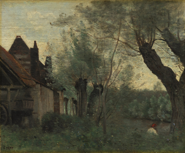 Willows and Farmhouse at Sainte-Catherine-lès-Arras, 1871 (oil on fabric)