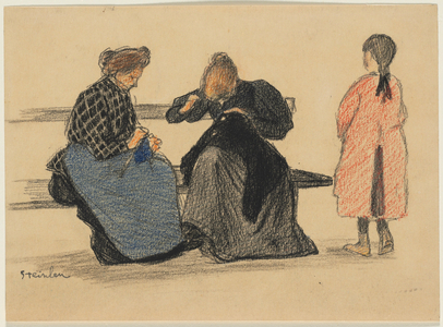 Three Figures, 1900s (black and colored crayons)