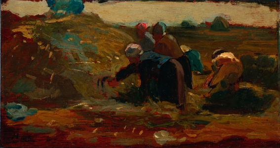 Women Working in a Field, 1867 (oil on wood)