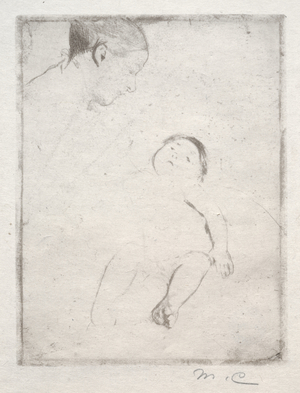 Bill Lying on his Mother's Lap, c. 1889 (softground etching)
