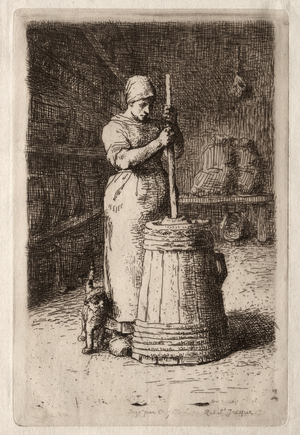 A Woman Churning (etching)