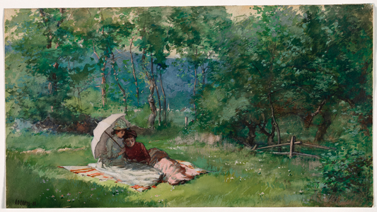Two Women Reading in a Field, 1888 (w/c and gouache over graphite)