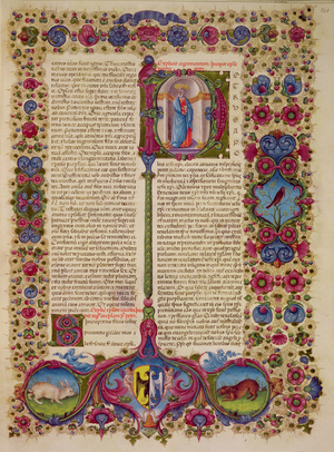 Fol.231r First Letter from St. Peter to the Apostles, from the Borso d'Este Bible. Vol 2 (vellum)