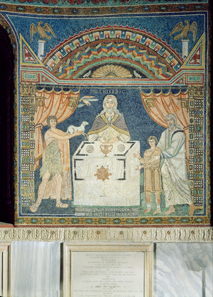 Abraham, Isaac and Melchisedech (mosaic)