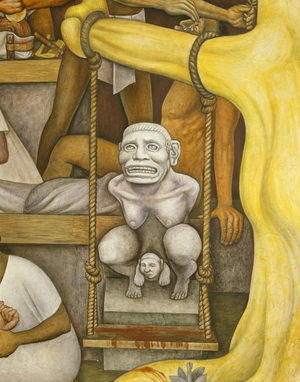 Detail of a larger mural: Allegorical sculpture signifying life through childbirth, 1955 (oil on board)