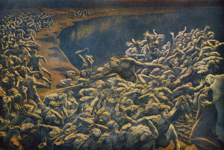 Charon on the Shores of Acheron, from Canto III of 'Inferno' from 'The Divine Comedy' by Dante Alighieri (1265-1321), 1923 (colour litho)