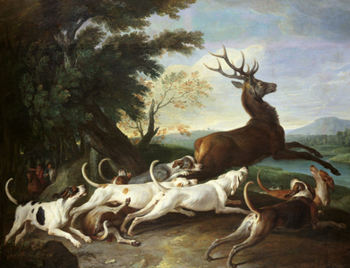 The Deer Hunt, 1718 (oil on canvas)