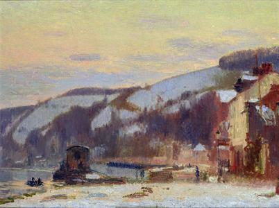Hillside at Croisset under snow (oil on canvas)