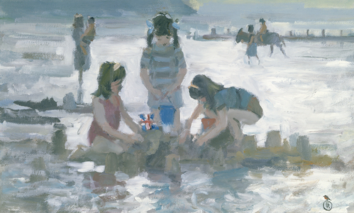 Building Sandcastles (oil on canvas)