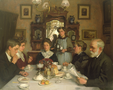 The Family at Breakfast (oil on canvas)
