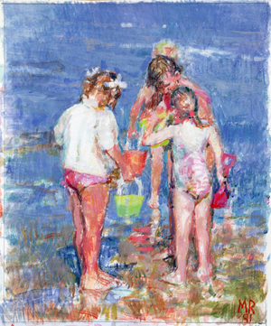 Children on the Beach, 1991 (w/c on paper)