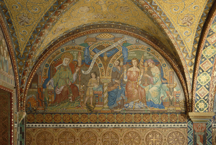St. Elizabeth spinning with her maidservants, c.1906 (mosaic)