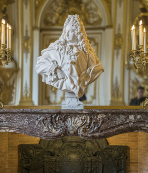 Bust representing Jules Hardouin Mansart (1598-1666), architect of the Bank of France, Hotel de Toulouse, former hotel de la Vrilliere, 1640, Paris - Hotel de Toulouse, headquarters of the Banque de France -