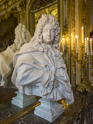 Bust representing Jules Hardouin Mansart (1598-1666), architect of the Bank of France, Hotel de Toulouse, former hotel de la Vrilliere, 1640, Paris - Hotel de Toulouse, headquarters of the Banque de France -