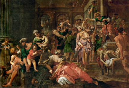Saint Rochus distributing alms to the plague-ridden (painting on canvas)