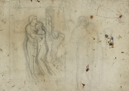 Studies for 'The Light of the World' (graphite with pen and brown ink on off-white paper)