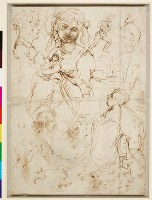 Madonna and Child with the infant Baptist, c.1478-80 (pen and ink on paper)