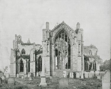 Melrose Abbey, Scotland (b/w photo)
