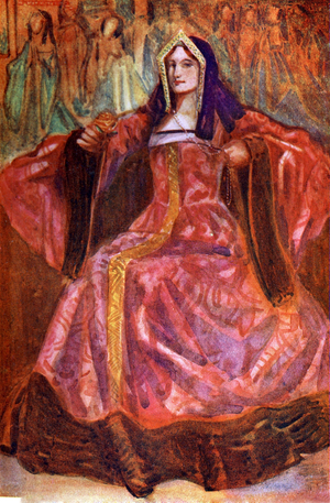 Woman 's costume in reign of Henry VII (1485-1509)