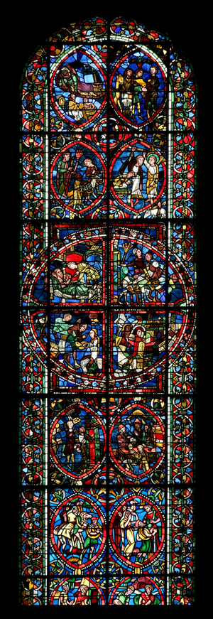 Window w5-L depicting the Story of Isaac  (stained glass)