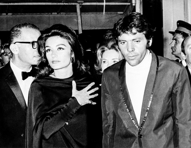 Anouk Aimee, Pierre Barouh, Cannes, France, 1968 (b/w photo)