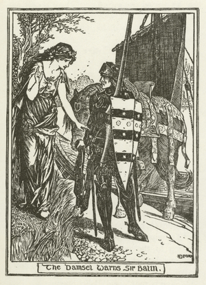 The Damsel warns Sir Balin (engraving)