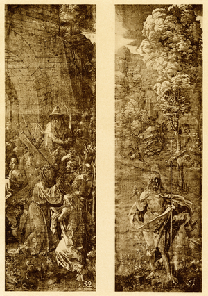 Bearing of the Cross and Christ with the banner of victory
