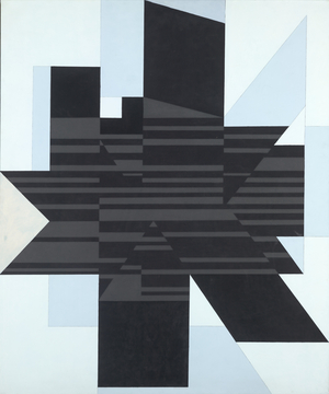 Attika + , c.1957-60 (oil and black ballpoint pen on canvas)